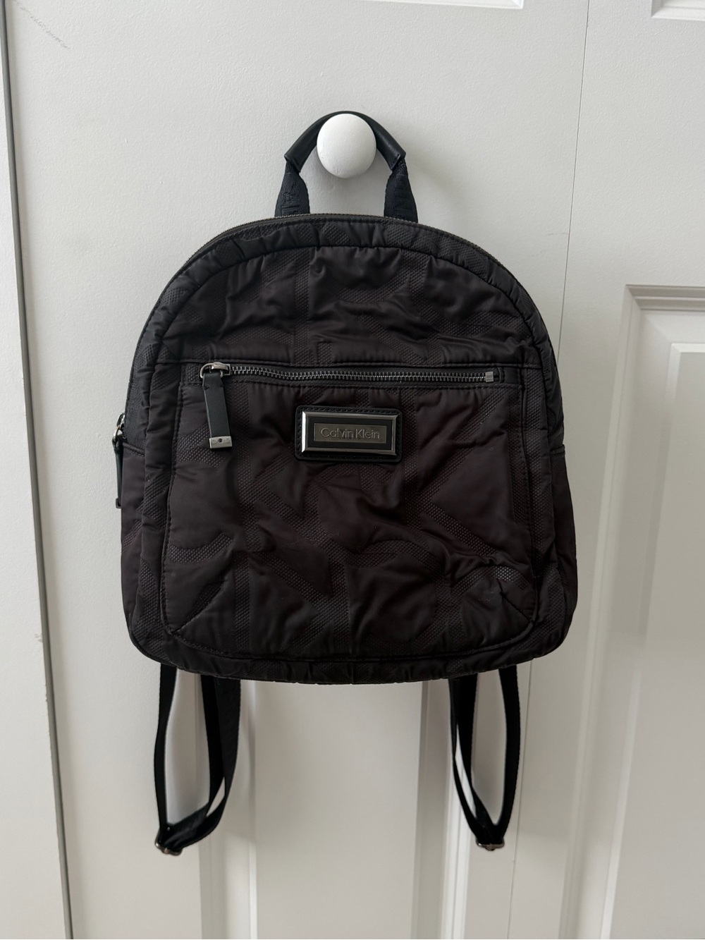 Calvin Klein Black Minimalist Nylon Mini Backpack Purse